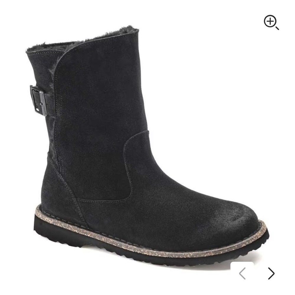 Birkenstock Uppsala Black Suede Shearling Lined Boots Womens 9 New Without Tag